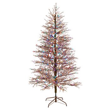 7 Frosted Berry Twig Tree with 450 Multicolored Gum Ball LED Lights and 1192 Bendable Branches - SKU #T3258