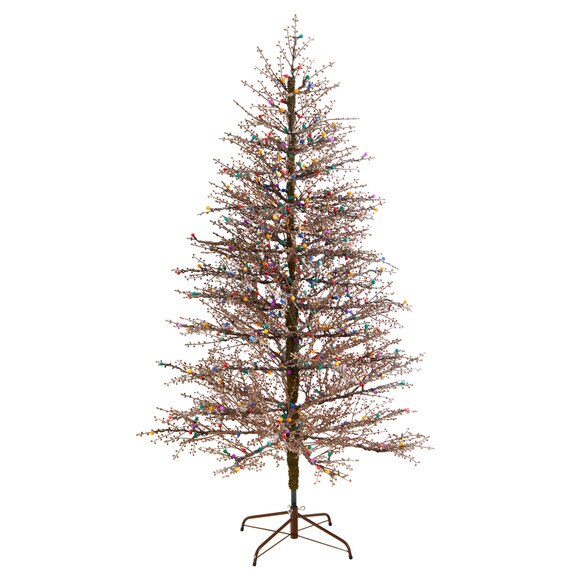 7 Frosted Berry Twig Tree with 450 Multicolored Gum Ball LED Lights and 1192 Bendable Branches - SKU #T3258 - 2