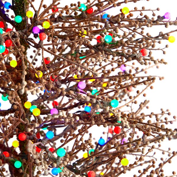 7 Frosted Berry Twig Tree with 450 Multicolored Gum Ball LED Lights and 1192 Bendable Branches - SKU #T3258 - 3