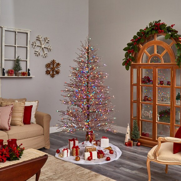 7 Frosted Berry Twig Tree with 450 Multicolored Gum Ball LED Lights and 1192 Bendable Branches - SKU #T3258 - 6