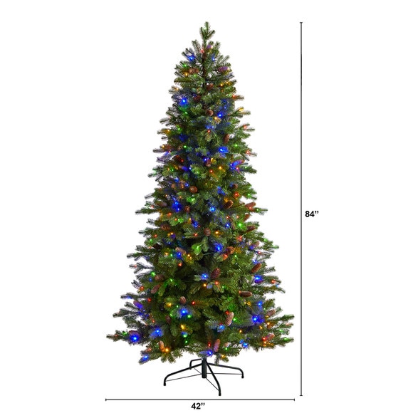 7 Fraser Fir Artificial Christmas Tree with 300 Multicolor LED Lights and 1179 Bendable Branches - SKU #T3262 - 1