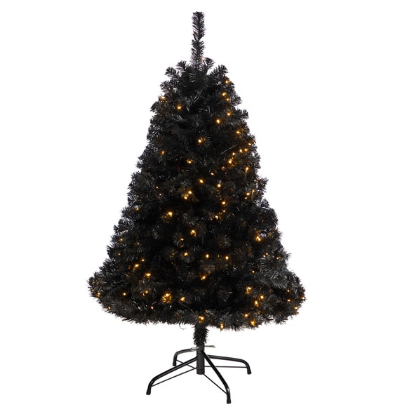 4 Black Artificial Christmas Tree with 170 Clear LED Lights - SKU #T3263