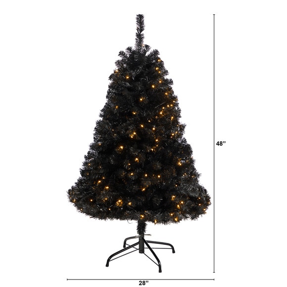 4 Black Artificial Christmas Tree with 170 Clear LED Lights - SKU #T3263 - 1