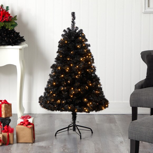 4 Black Artificial Christmas Tree with 170 Clear LED Lights - SKU #T3263 - 6