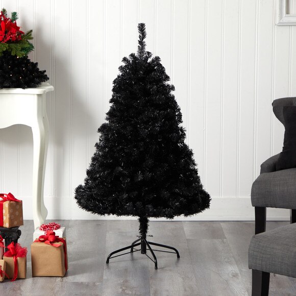 4 Black Artificial Christmas Tree with 170 Clear LED Lights - SKU #T3263 - 7