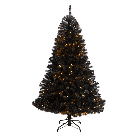 6 Black Artificial Christmas Tree with 400 Clear LED Lights and 1036 Tips - SKU #T3264