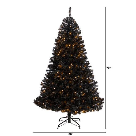 6 Black Artificial Christmas Tree with 400 Clear LED Lights and 1036 Tips - SKU #T3264 - 1