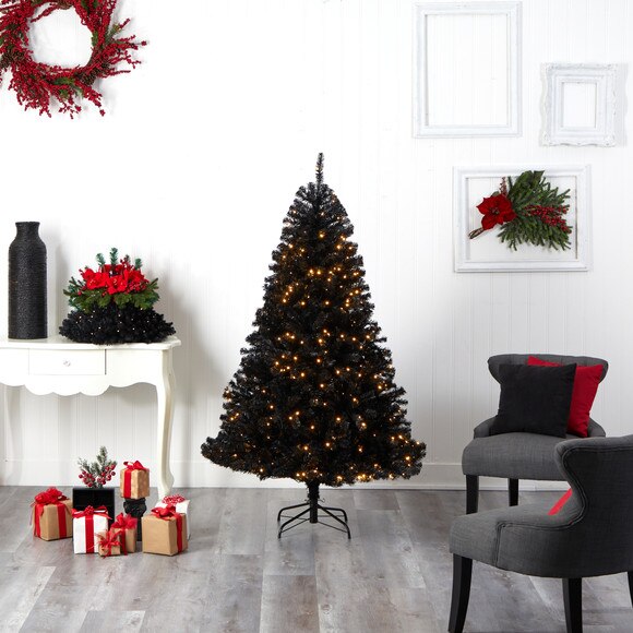 6 Black Artificial Christmas Tree with 400 Clear LED Lights and 1036 Tips - SKU #T3264 - 8