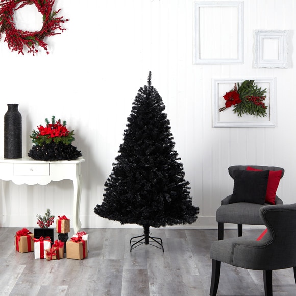 6 Black Artificial Christmas Tree with 400 Clear LED Lights and 1036 Tips - SKU #T3264 - 9