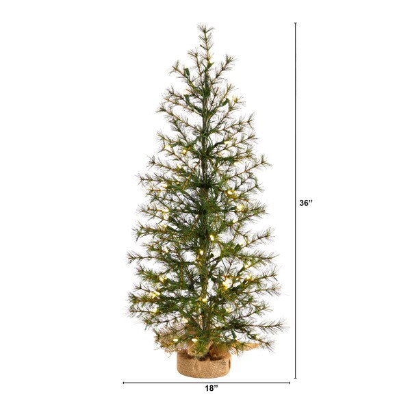 3 Artificial Christmas Tree with 50 Clear LED Lights Set in a Burlap Base - SKU #T3272 - 1