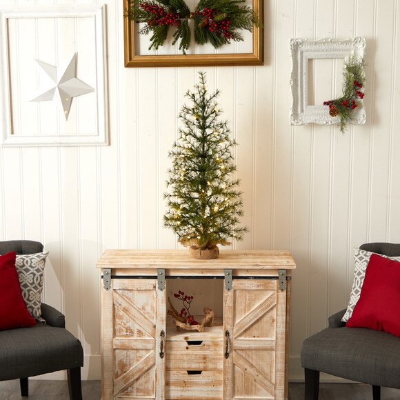 3 Artificial Christmas Tree with 50 Clear LED Lights Set in a Burlap Base - SKU #T3272 - 8