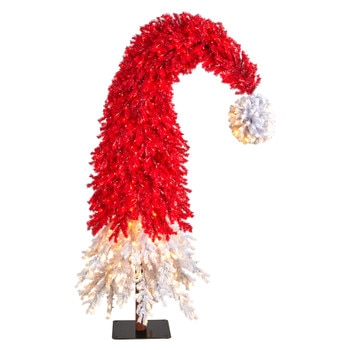 9 Holiday Red Santas Hat Christmas Tree with 600 LED lights and 1992 Bendable Branches - SKU #T3275