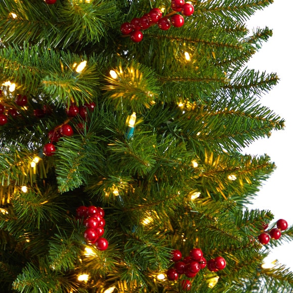 5 Colorado Aspen Pre-Lit Porch Tree with 200 LED lights and Berries in Decorative Planter - SKU #T3280 - 3
