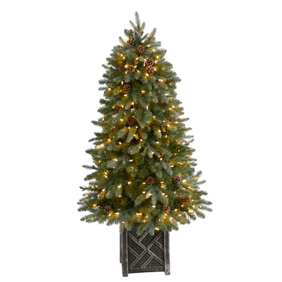 5 Colorado Fir Flocked Dusted Tree with 300 LED Lights 514 Branches and Pinecones - SKU #T3283