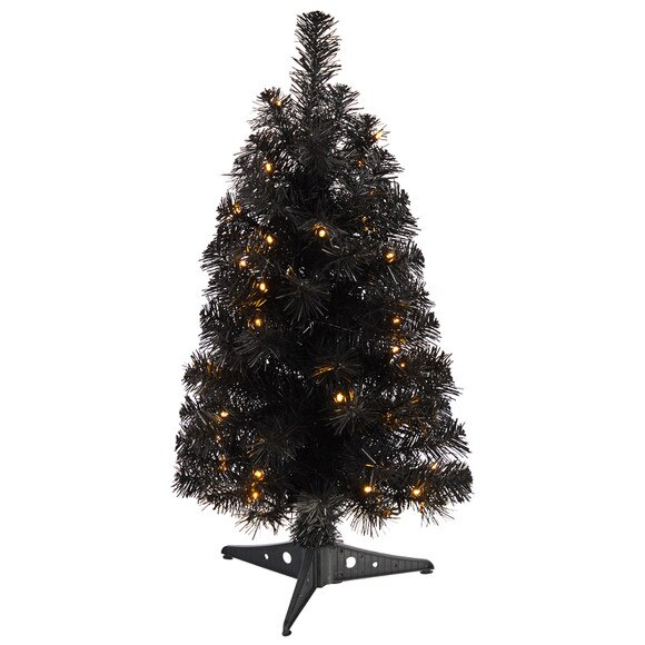 2 Black Artificial Christmas Tree with 35 LED Lights and 72 Bendable Branches - SKU #T3301