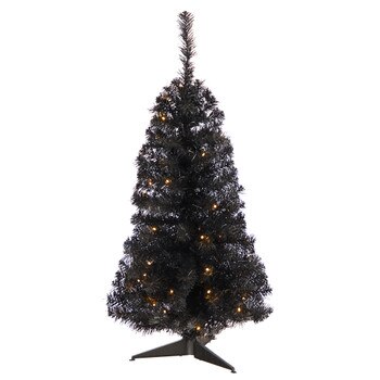 3 Black Artificial Christmas Tree with 50 LED Lights and 118 Bendable Branches - SKU #T3305