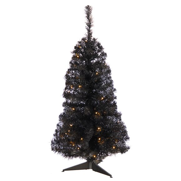 3 Black Artificial Christmas Tree with 50 LED Lights and 118 Bendable Branches - SKU #T3305
