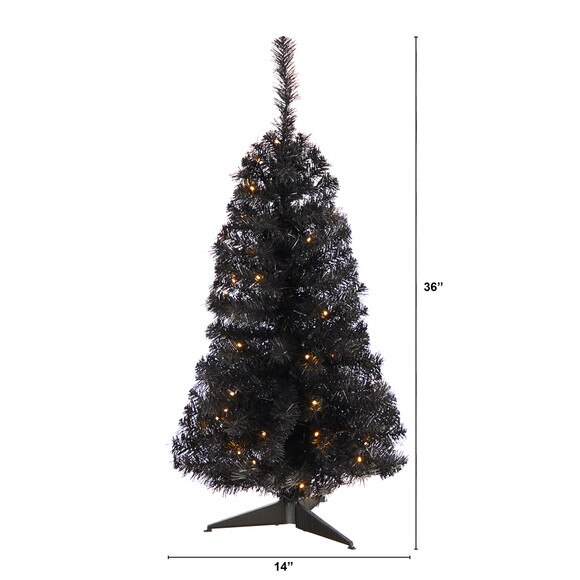 3 Black Artificial Christmas Tree with 50 LED Lights and 118 Bendable Branches - SKU #T3305 - 1