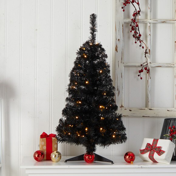 3 Black Artificial Christmas Tree with 50 LED Lights and 118 Bendable Branches - SKU #T3305 - 6