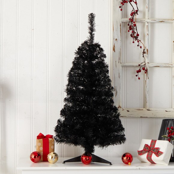 3 Black Artificial Christmas Tree with 50 LED Lights and 118 Bendable Branches - SKU #T3305 - 7