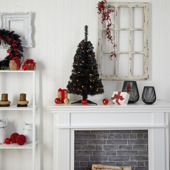 3 Black Artificial Christmas Tree with 50 LED Lights and 118 Bendable Branches - SKU #T3305 - 8