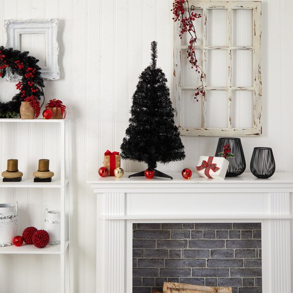 3 Black Artificial Christmas Tree with 50 LED Lights and 118 Bendable Branches - SKU #T3305 - 9