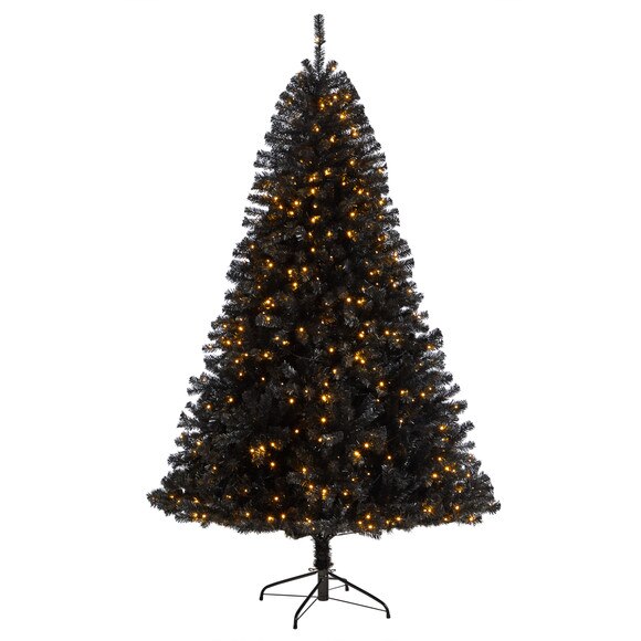 7 Black Artificial Christmas Tree with 500 Clear LED Lights and 1428 Tips - SKU #T3307