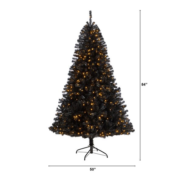 7 Black Artificial Christmas Tree with 500 Clear LED Lights and 1428 Tips - SKU #T3307 - 1