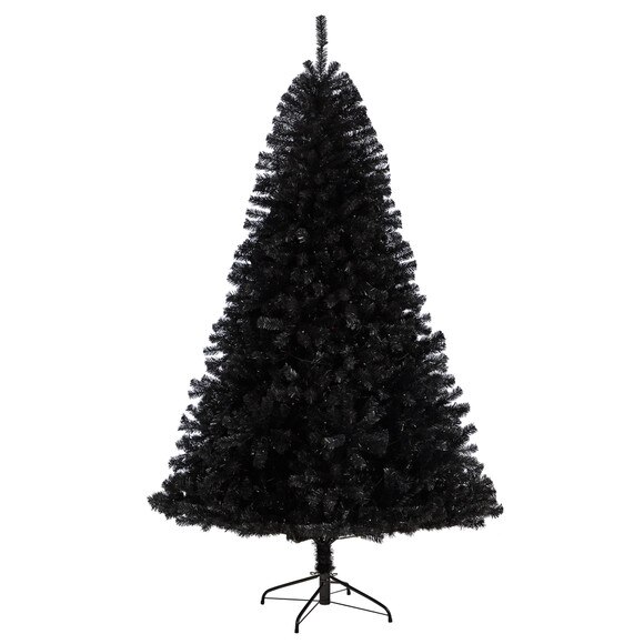 7 Black Artificial Christmas Tree with 500 Clear LED Lights and 1428 Tips - SKU #T3307 - 2