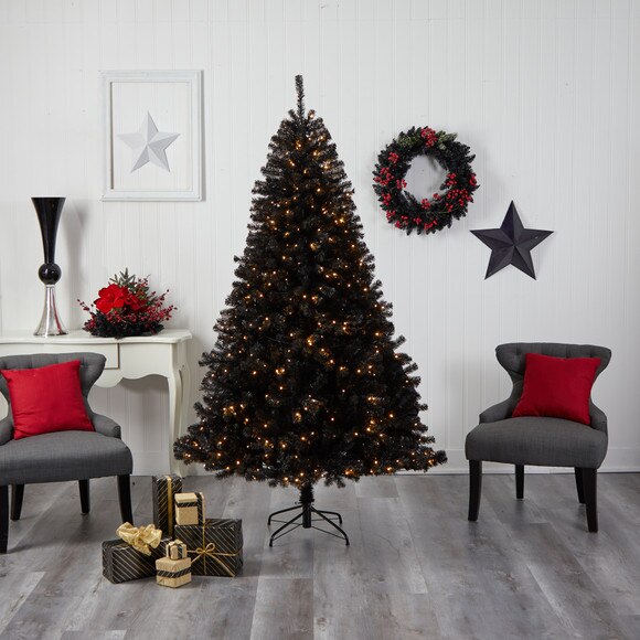 7 Black Artificial Christmas Tree with 500 Clear LED Lights and 1428 Tips - SKU #T3307 - 8