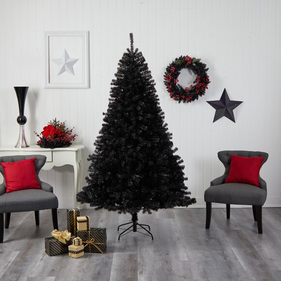 7 Black Artificial Christmas Tree with 500 Clear LED Lights and 1428 Tips - SKU #T3307 - 9