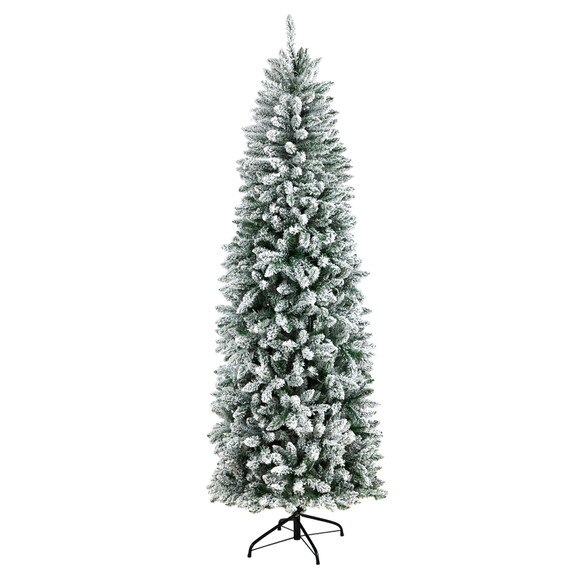 7 Slim Flocked Montreal Fir Christmas Tree with 300 Warm White LED Lights and 995 Bendable Branches - SKU #T3311 - 2