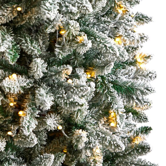 7 Slim Flocked Montreal Fir Christmas Tree with 300 Warm White LED Lights and 995 Bendable Branches - SKU #T3311 - 3