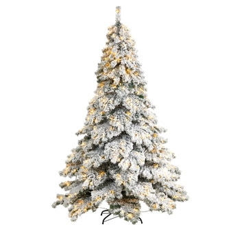 7 Flocked Austria Fir Christmas Tree with 400 Warm White LED Lights and 1063 Bendable Branches - SKU #T3315