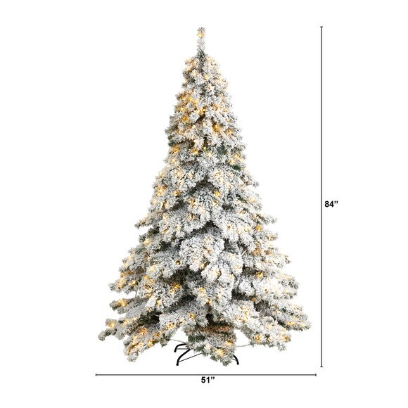7 Flocked Austria Fir Christmas Tree with 400 Warm White LED Lights and 1063 Bendable Branches - SKU #T3315 - 1
