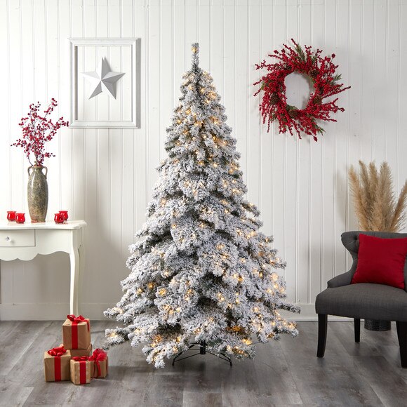 7 Flocked Austria Fir Christmas Tree with 400 Warm White LED Lights and 1063 Bendable Branches - SKU #T3315 - 6