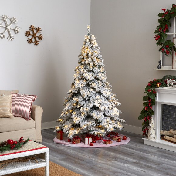 7 Flocked Austria Fir Christmas Tree with 400 Warm White LED Lights and 1063 Bendable Branches - SKU #T3315 - 8
