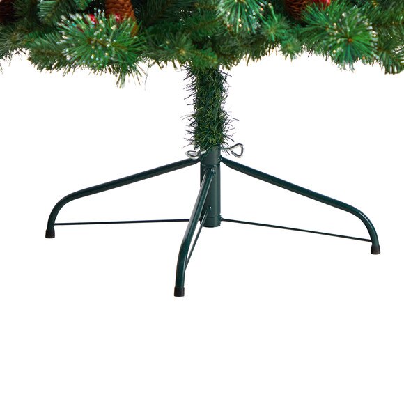 6 Flat Back Montreal Mountain Pine Tree with Pinecones Berries and 150 Warm White LED Lights - SKU #T3318 - 5