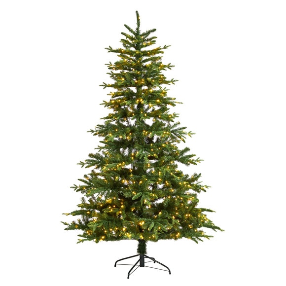 7 Montreal Spruce Christmas Tree with 650 Warm White LED Lights and 1575 Bendable Branches - SKU #T3322
