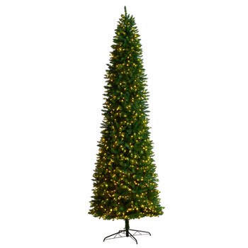 11 Slim Green Mountain Pine Christmas Tree with 950 Clear LED Lights and 2836 Bendable Branches - SKU #T3329