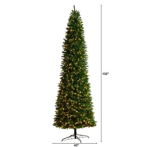 11 Slim Green Mountain Pine Christmas Tree with 950 Clear LED Lights and 2836 Bendable Branches - SKU #T3329 - 1