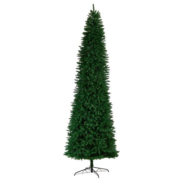 11 Slim Green Mountain Pine Christmas Tree with 950 Clear LED Lights and 2836 Bendable Branches - SKU #T3329 - 2