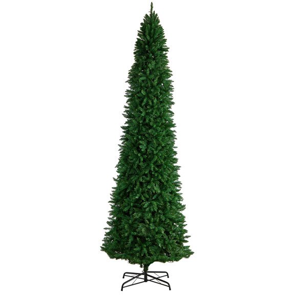 12 Slim Green Mountain Pine Artificial Christmas Tree with 1100 Clear LED Lights and 3235 Tips - SKU #T3330 - 2
