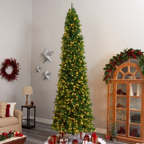 12 Slim Green Mountain Pine Artificial Christmas Tree with 1100 Clear LED Lights and 3235 Tips - SKU #T3330 - 6