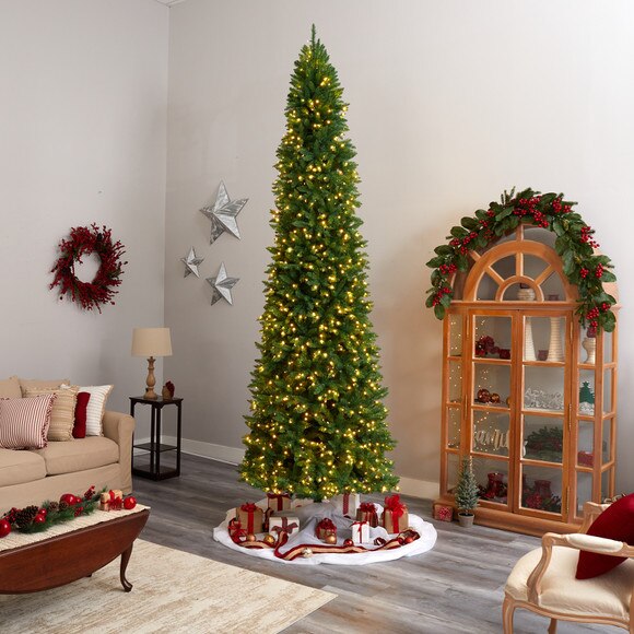 12 Slim Green Mountain Pine Artificial Christmas Tree with 1100 Clear LED Lights and 3235 Tips - SKU #T3330 - 7