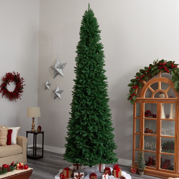 12 Slim Green Mountain Pine Artificial Christmas Tree with 1100 Clear LED Lights and 3235 Tips - SKU #T3330 - 8