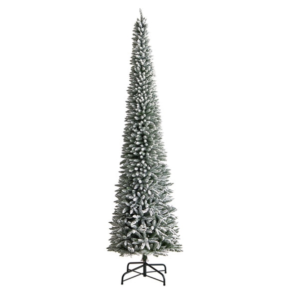 12 Flocked Pencil Artificial Christmas Tree with 1000 Clear Lights and 1819 Bendable Branches - SKU #T3333 - 2