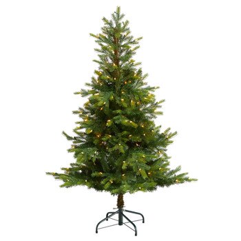 5 North Carolina Spruce Artificial Christmas Tree with 200 Clear Lights and 375 Bendable Branches - SKU #T3342