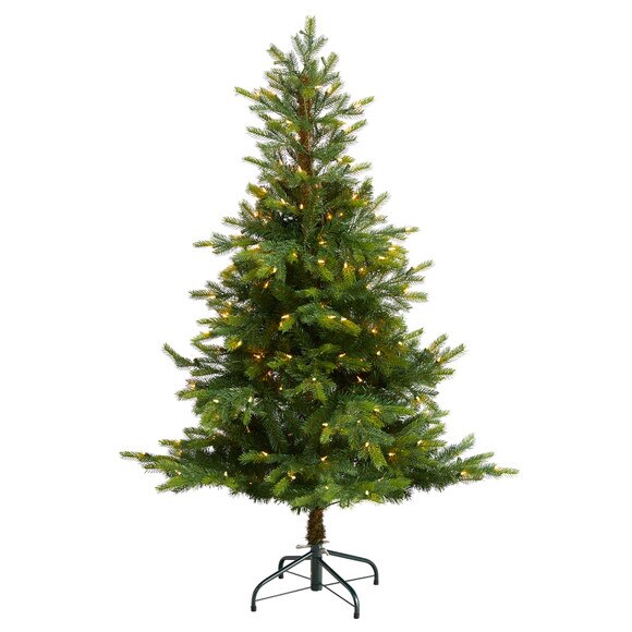5 North Carolina Spruce Artificial Christmas Tree with 200 Clear Lights and 375 Bendable Branches - SKU #T3342
