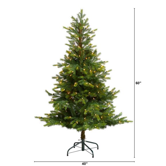 5 North Carolina Spruce Artificial Christmas Tree with 200 Clear Lights and 375 Bendable Branches - SKU #T3342 - 1